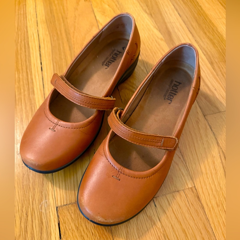 Hotter Adorn Mary Jane Brown Leather Shoes Size 6 Made in England